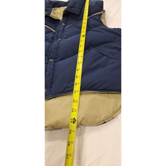 Vintage Blue Down Puffer Vest Multi Gear Silton Reversible Cream 70s Retro Sz M - Picture 14 of 15